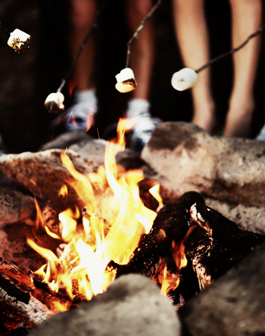 International summer camps - burning fire with marshmallow
