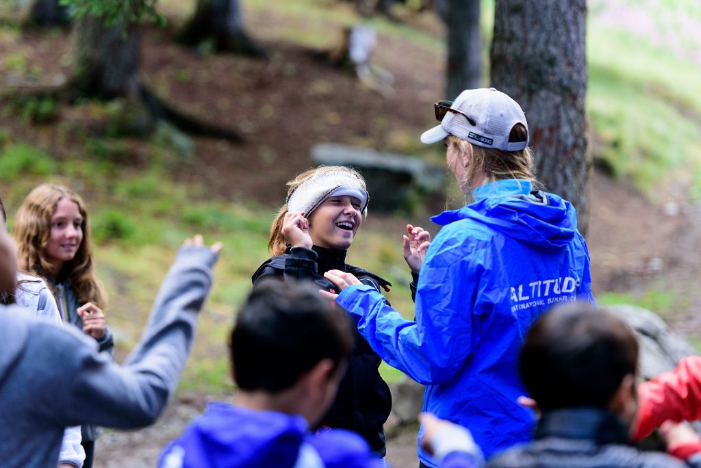 Altitude Camps Testimonials - girl blindfolded in the garden