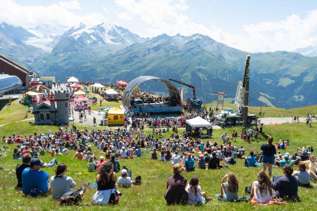 View of Verbier Family Festival with Combin Massif